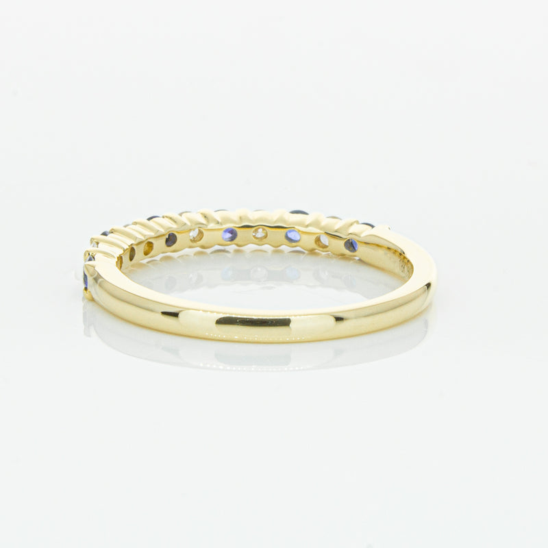 18ct Yellow Gold Sapphire & Diamond Panorama Band-Ring-Walker & Hall