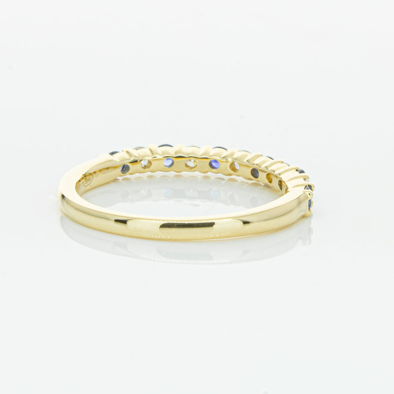 18ct Yellow Gold Sapphire & Diamond Panorama Band-Ring-Walker & Hall