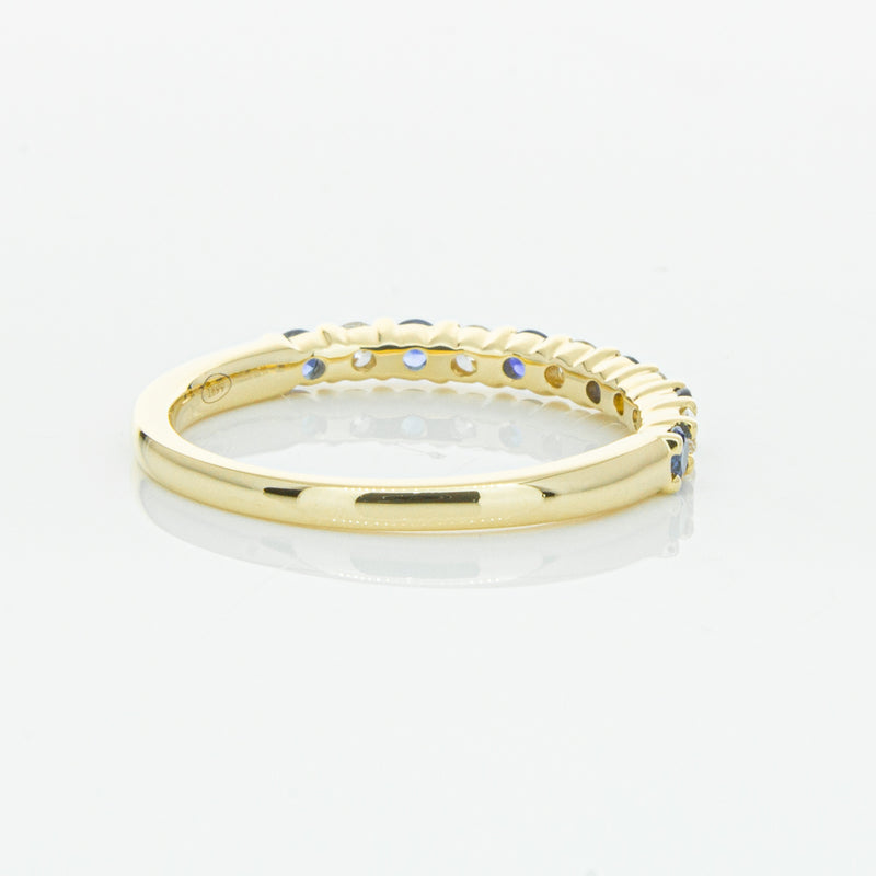 18ct Yellow Gold Sapphire & Diamond Panorama Band-Ring-Walker & Hall