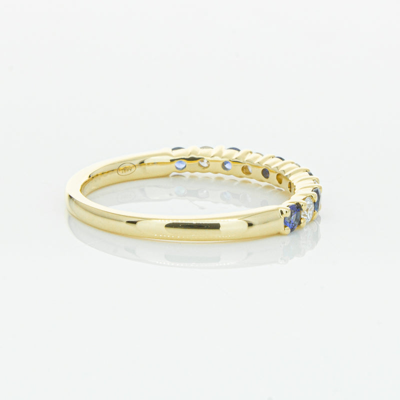 18ct Yellow Gold Sapphire & Diamond Panorama Band-Ring-Walker & Hall