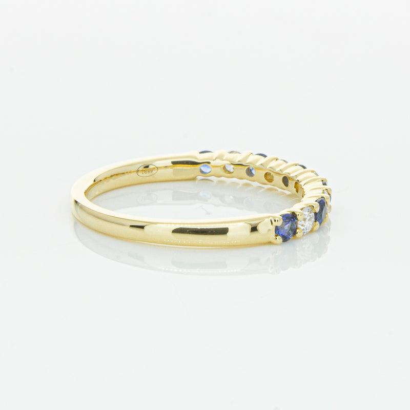18ct Yellow Gold Sapphire & Diamond Panorama Band-Ring-Walker & Hall