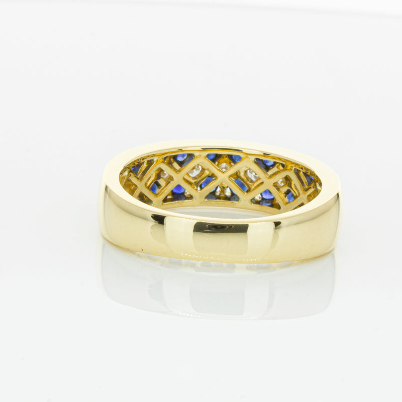 18ct Yellow Gold Sapphire & Diamond Honour Band-Ring-Walker & Hall