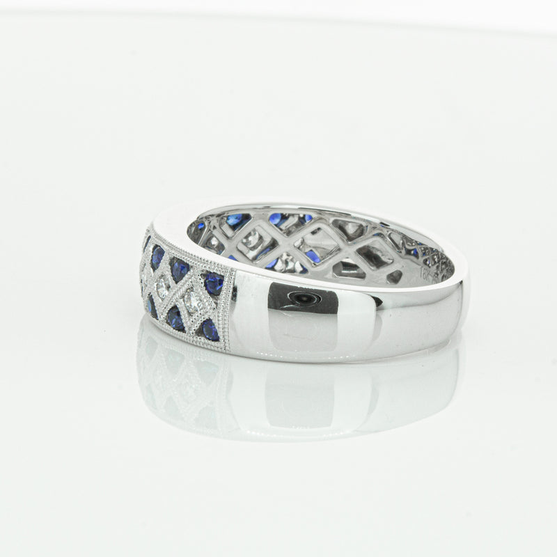 18ct White Gold Sapphire & Diamond Honour Band-Ring-Walker & Hall