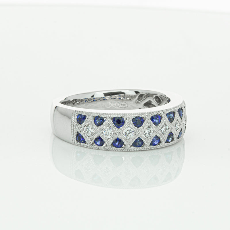 18ct White Gold Sapphire & Diamond Honour Band-Ring-Walker & Hall