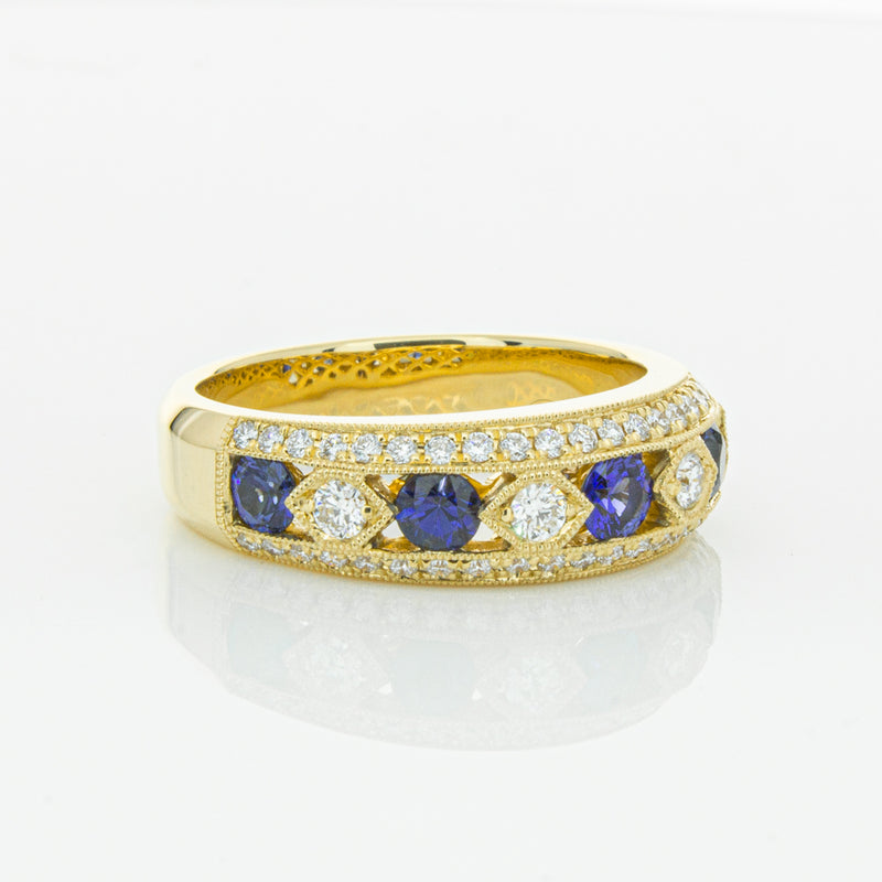 18ct Yellow Gold Sapphire & Diamond Cecelia Ring-Ring-Walker & Hall