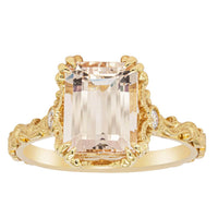 18ct Yellow Gold 2.19ct Morganite & Diamond Romanov Ring - Ring - Walker & Hall