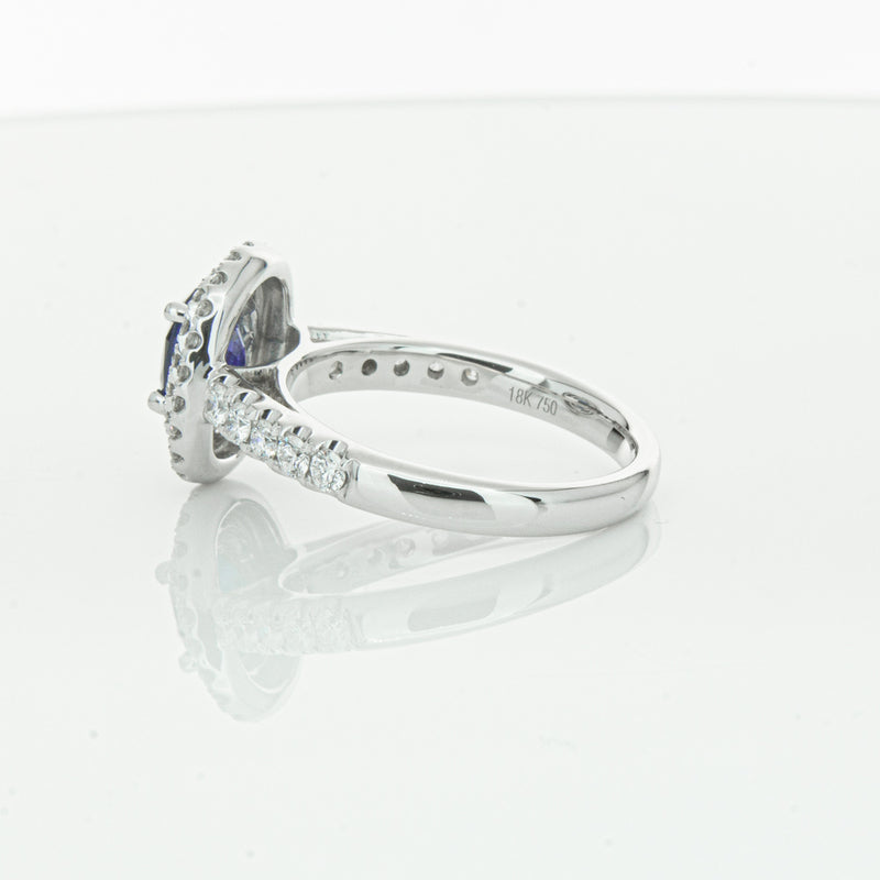 18ct White Gold 1.19ct Sapphire & Diamond Rosa Ring-Ring-Walker & Hall