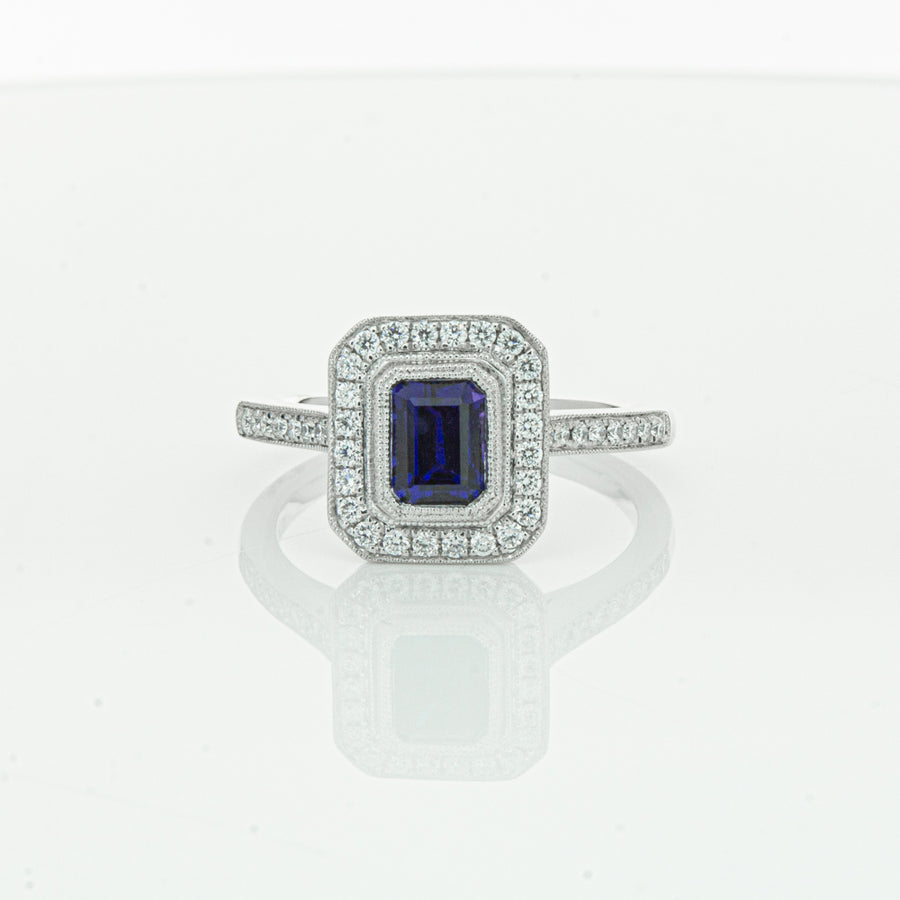 18ct White Gold 1.17ct Sapphire & Diamond Ring - Ring - Walker & Hall