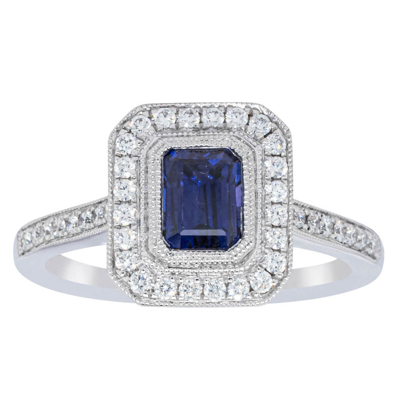 18ct White Gold 1.17ct Sapphire & Diamond Ring - Ring - Walker & Hall