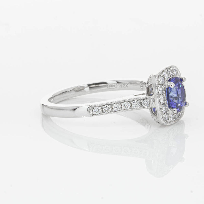 18ct White Gold .92ct Sapphire & Diamond Aurora Ring-Ring-Walker & Hall