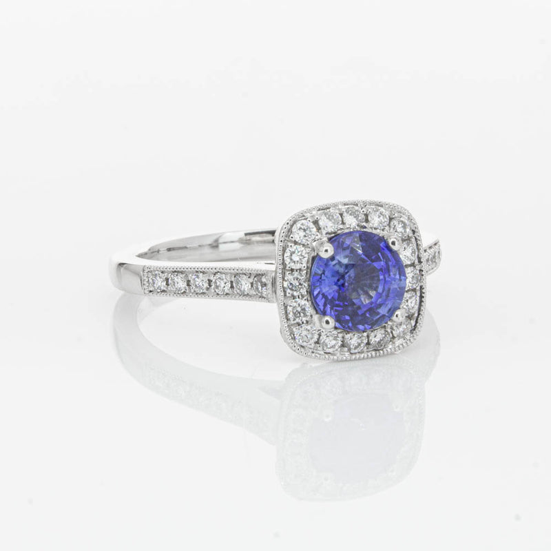 18ct White Gold .92ct Sapphire & Diamond Aurora Ring-Ring-Walker & Hall
