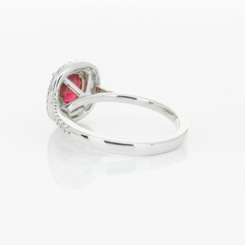 18ct White Gold 1.35ct Ruby & Diamond Rosa Ring-Ring-Walker & Hall