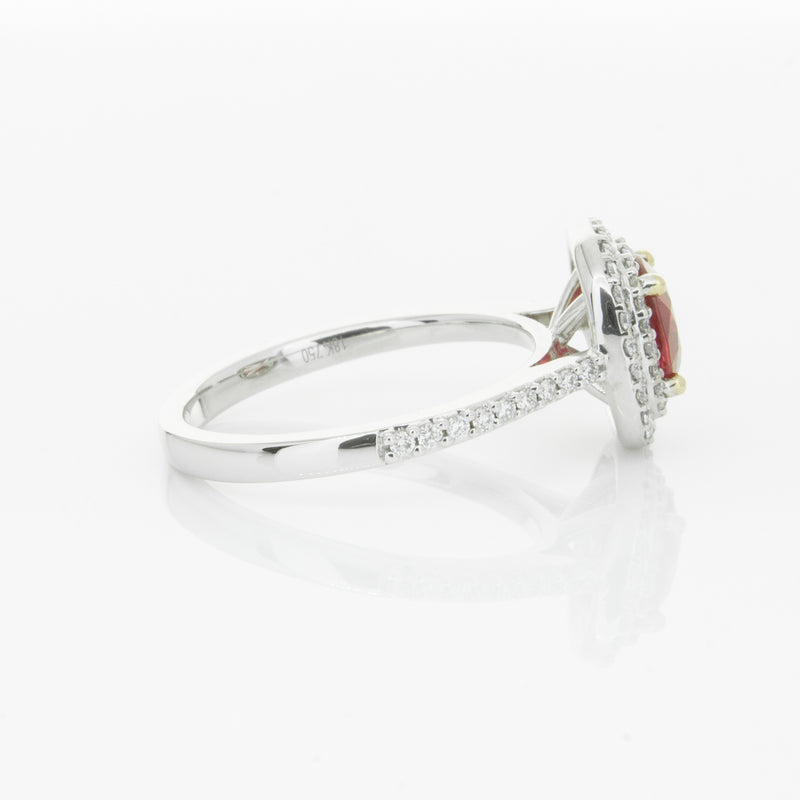 18ct White Gold 1.35ct Ruby & Diamond Rosa Ring-Ring-Walker & Hall