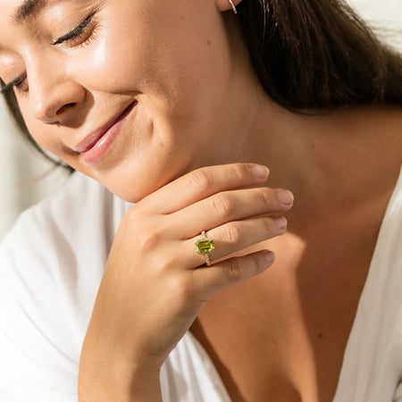 18ct Yellow Gold 2.37ct Peridot & Diamond Romanov Ring - Ring - Walker & Hall