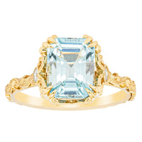 18ct Yellow Gold Aquamarine & Diamond Romanov Ring - Ring - Walker & Hall