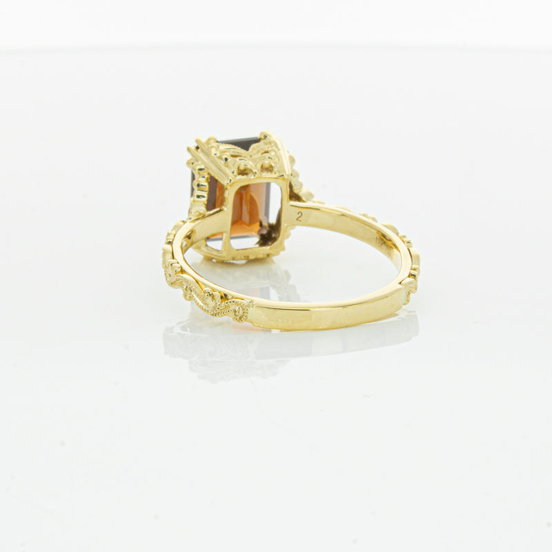 18ct Yellow Gold Garnet & Diamond Romanov Ring-Ring-Walker & Hall