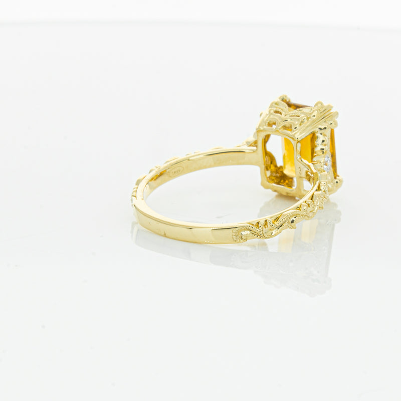 18ct Yellow Gold Citrine & Diamond Romanov Ring-Ring-Walker & Hall