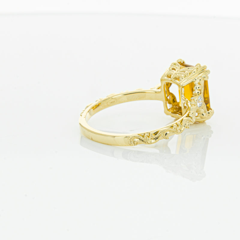 18ct Yellow Gold Citrine & Diamond Romanov Ring-Ring-Walker & Hall