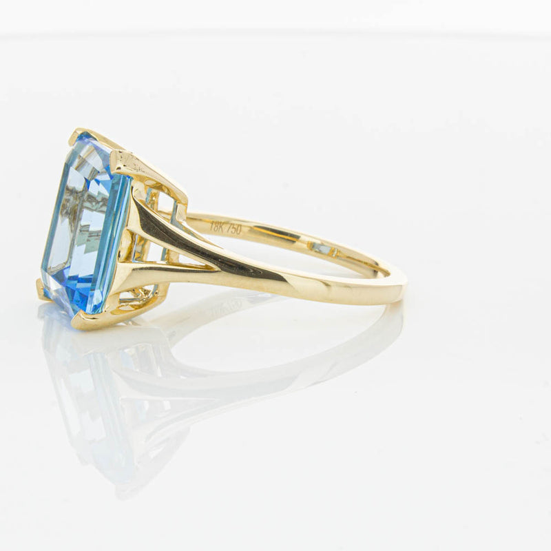 14ct Yellow Gold Blue Topaz Juliet Ring-Ring-Walker & Hall