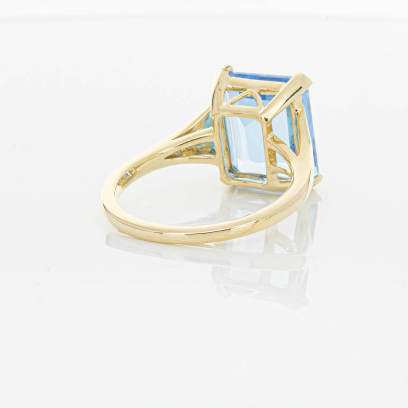 14ct Yellow Gold Blue Topaz Juliet Ring-Ring-Walker & Hall