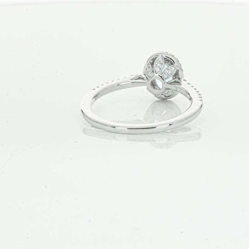 18ct White Gold Aquamarine & Diamond Mini Sierra Ring-Ring-Walker & Hall