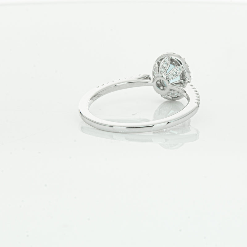 18ct White Gold Aquamarine & Diamond Mini Sierra Ring-Ring-Walker & Hall