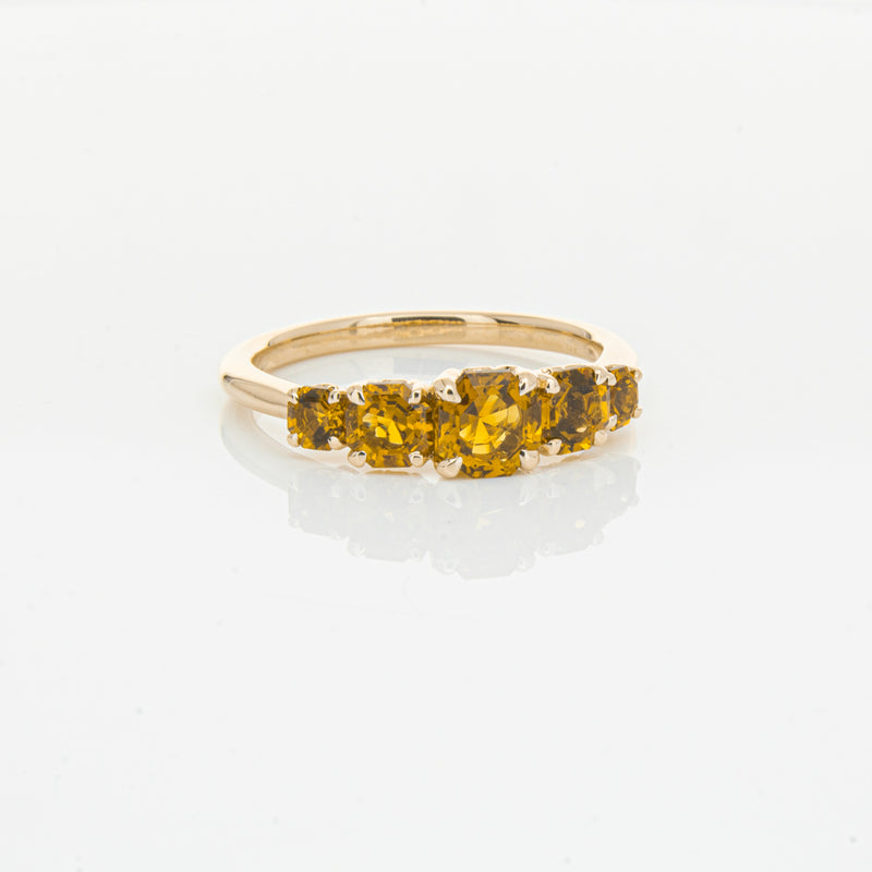 18ct Rose Gold Five Stone Citrine Octavia Ring-Ring-Walker & Hall