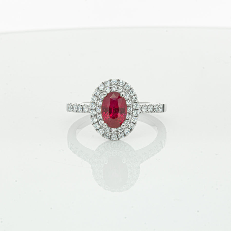 18ct White Gold 1.29ct Ruby & Diamond Rosa Ring - Ring - Walker & Hall