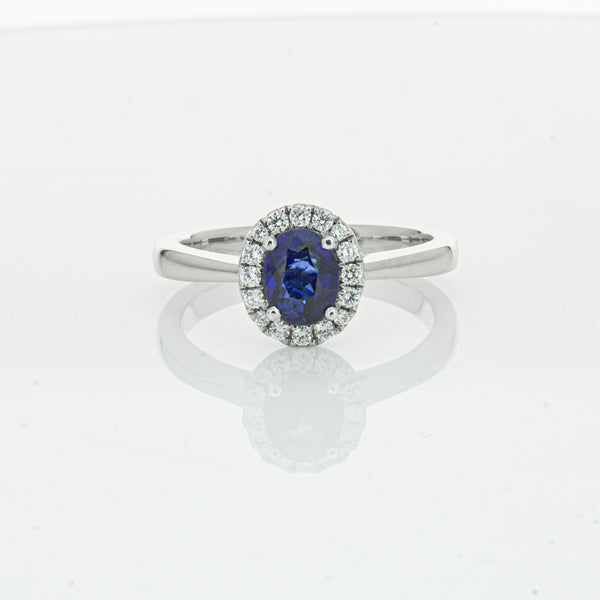 18ct White Gold 1.00ct Sapphire & Diamond Eclipse Ring - Walker & Hall