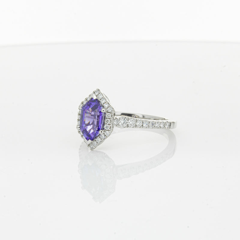 18ct White Gold 1.30ct Tanzanite & Diamond Mini Sierra Ring-Ring-Walker & Hall
