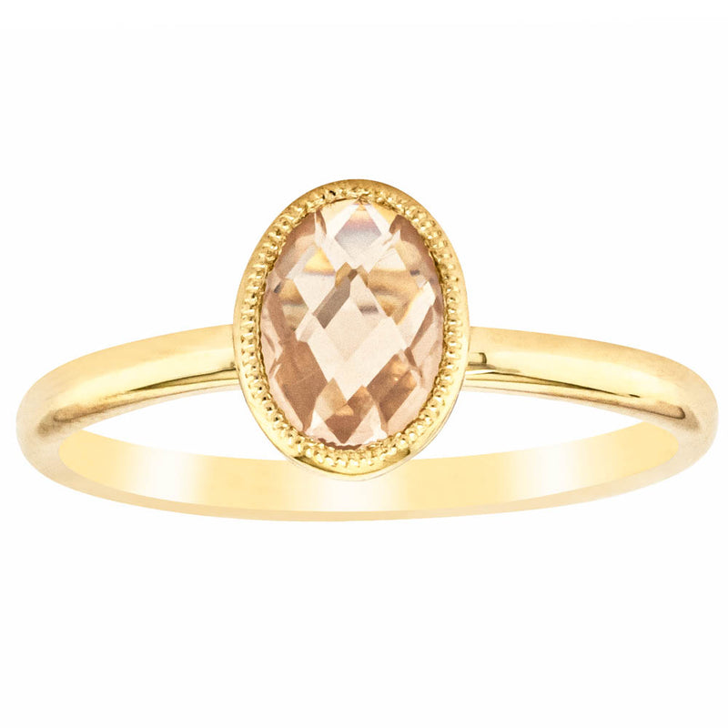 9ct Yellow Gold Rose Quartz Rose Hip Ring - Ring - Walker & Hall