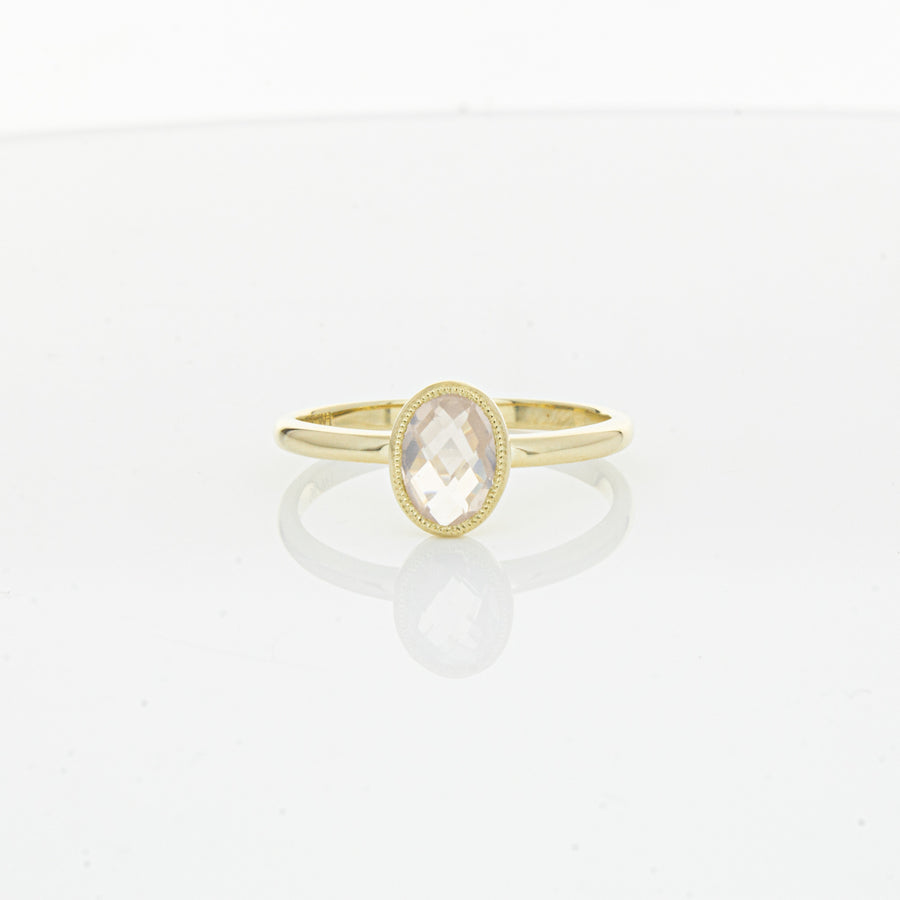 9ct Yellow Gold Rose Quartz Rose Hip Ring - Ring - Walker & Hall