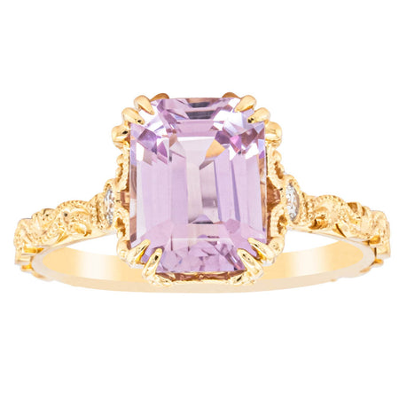 18ct Yellow Gold 2.64ct Kunzite & Diamond Romanov Ring - Ring - Walker & Hall