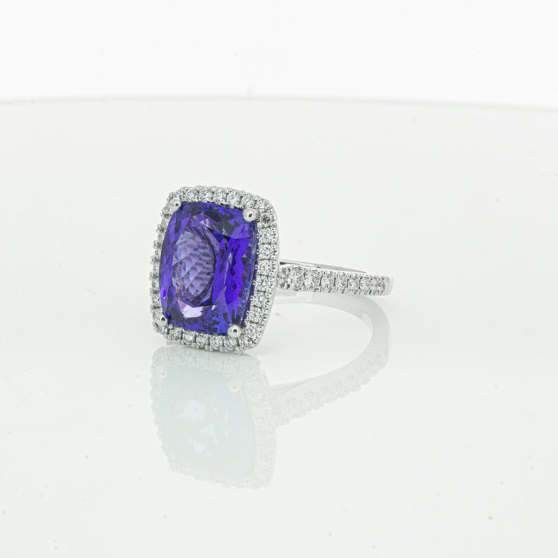 18ct White Gold Tanzanite & Diamond Sierra Ring-Ring-Walker & Hall