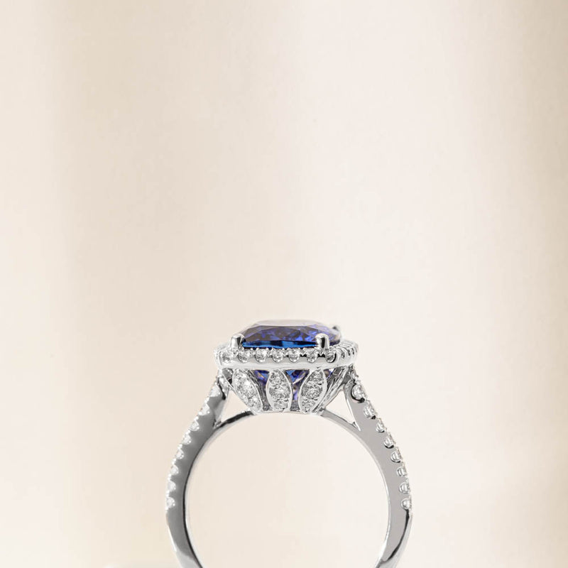 18ct White Gold Tanzanite & Diamond Sierra Ring-Ring-Walker & Hall