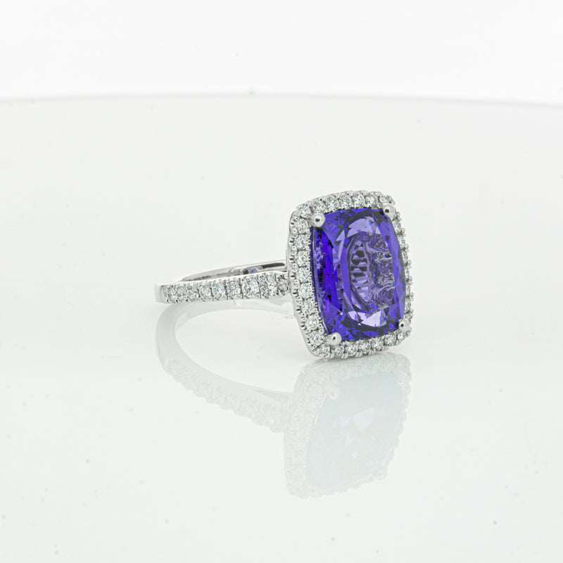18ct White Gold Tanzanite & Diamond Sierra Ring-Ring-Walker & Hall