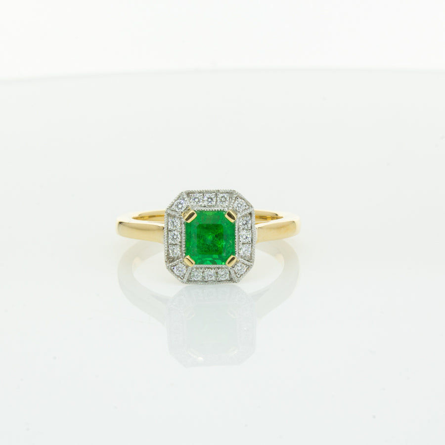 18ct Yellow Gold .81ct Emerald & Diamond Empire Ring - Ring - Walker & Hall