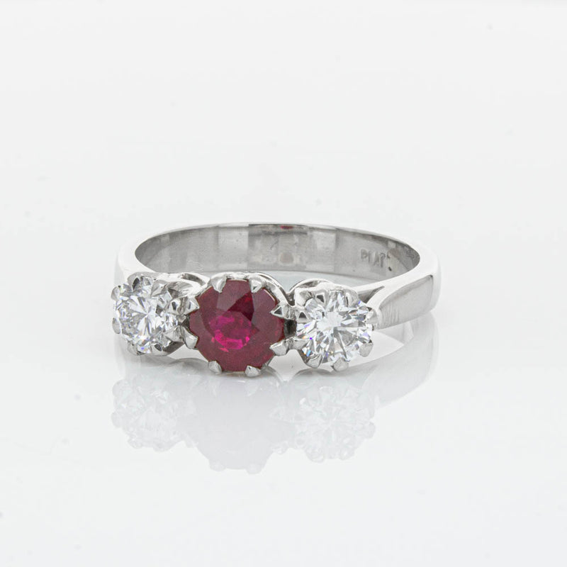 Deja Vu Platinum 1.01ct Ruby & Diamond Ring-Ring-Walker & Hall