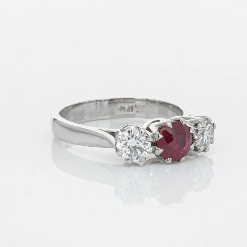 Deja Vu Platinum 1.01ct Ruby & Diamond Ring-Ring-Walker & Hall
