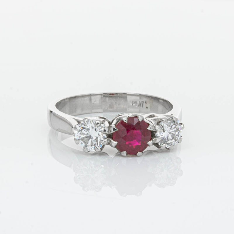 Deja Vu Platinum 1.01ct Ruby & Diamond Ring-Ring-Walker & Hall