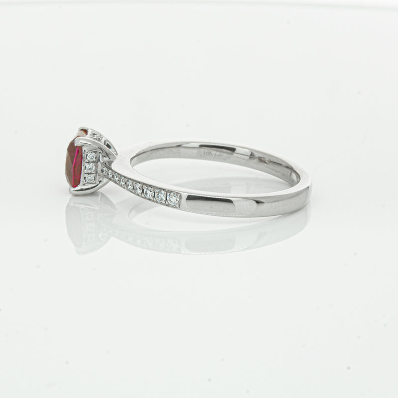 18ct White Gold 1.15ct Ruby & Diamond Ring-Ring-Walker & Hall