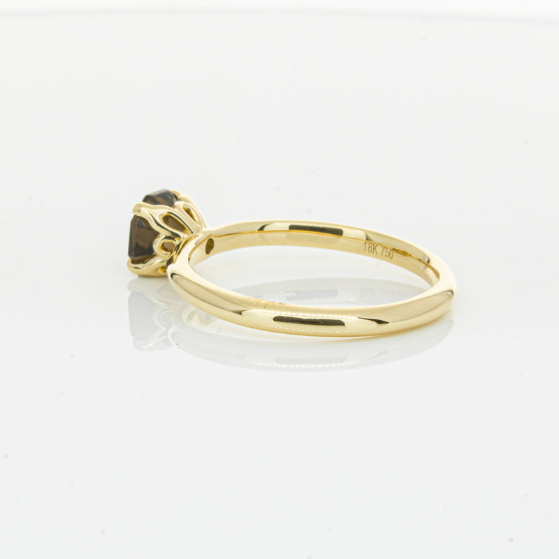 18ct Yellow Gold Smoky Quartz Mini Octavia Ring-Ring-Walker & Hall