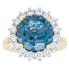 18ct Yellow Gold 5.83ct London Blue Topaz & Diamond Belle Ring - Ring - Walker & Hall