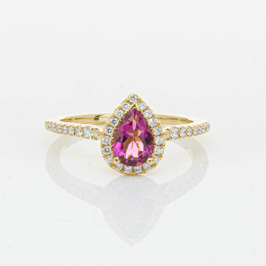 18ct Yellow Gold .59ct Pink Tourmaline & Diamond Mini Sierra Ring - Ring - Walker & Hall