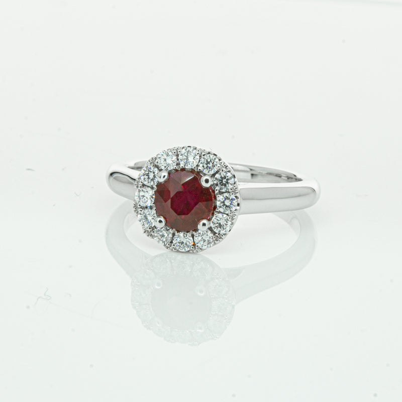 18ct White Gold 1.03ct Ruby & Diamond Eclipse Ring-Ring-Walker & Hall