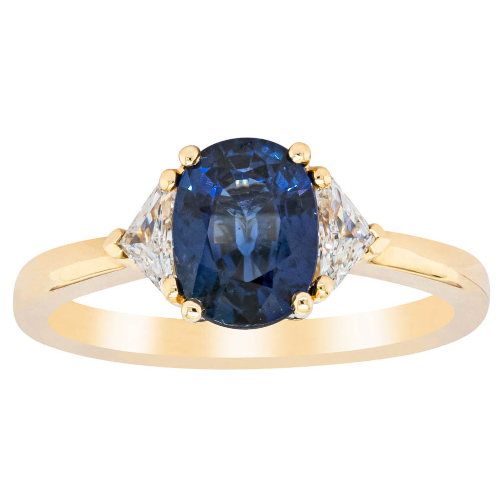 18ct Yellow Gold 1.42ct Sapphire & Diamond Ring - Ring - Walker & Hall