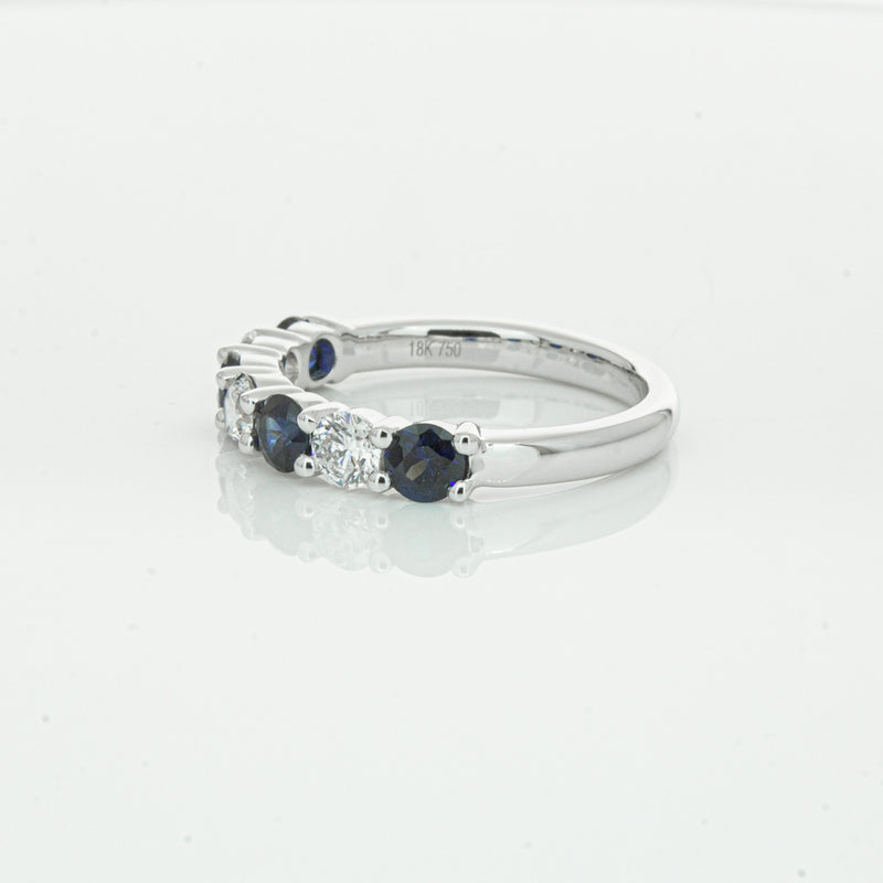 18ct White Gold .88ct Sapphire & Diamond Panorama Ring-Ring-Walker & Hall
