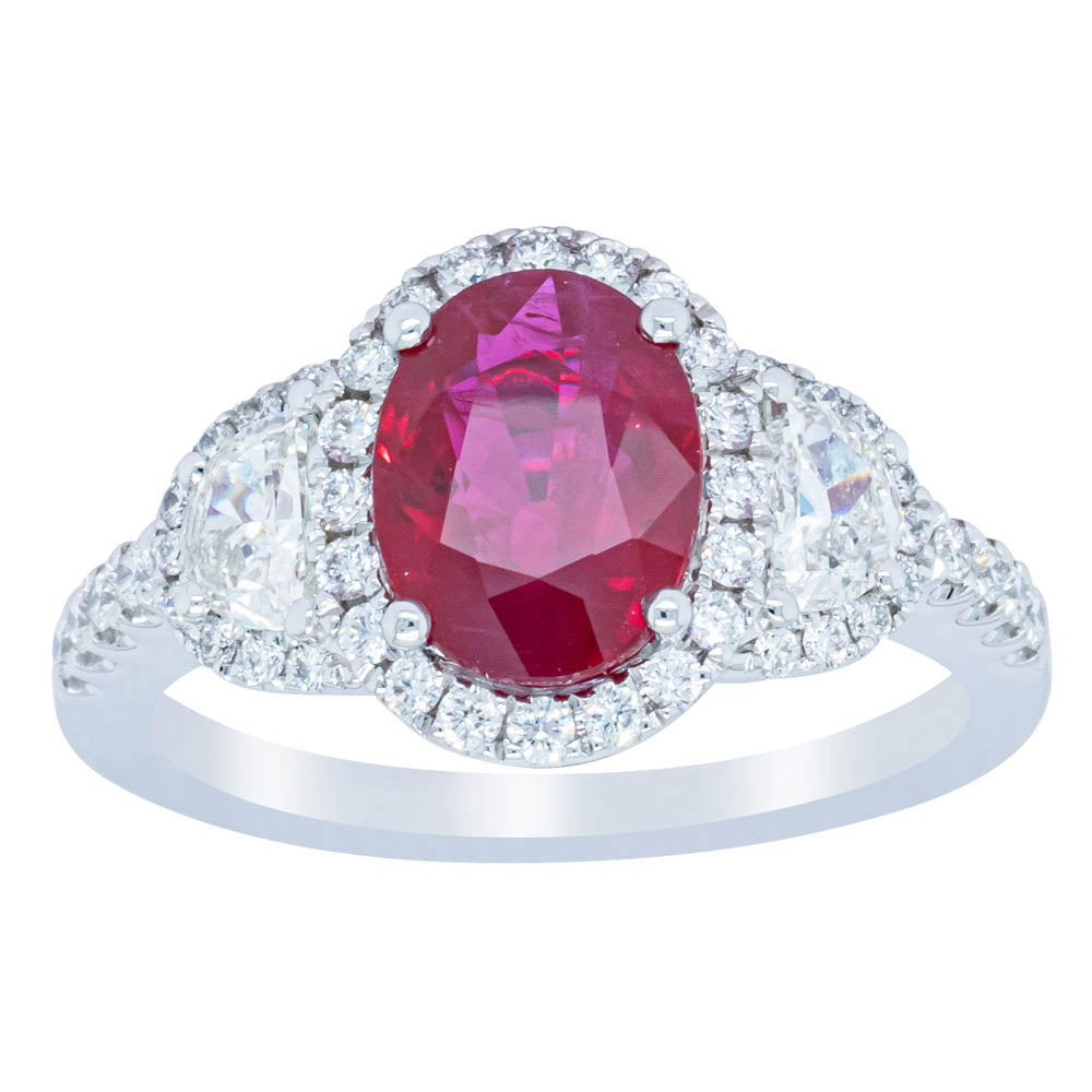 18ct White Gold 2.15ct Ruby & Diamond Ring - Ring - Walker & Hall