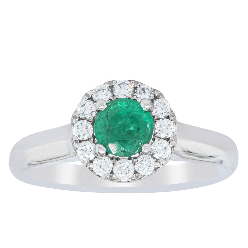 18ct White Gold .52ct Emerald & Diamond Eclipse Ring - Ring - Walker & Hall