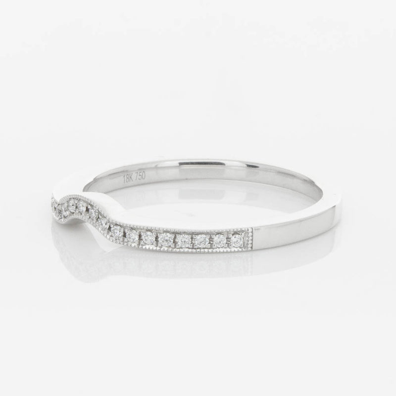 18ct White Gold .08ct Diamond Eiffel Band-Ring-Walker & Hall